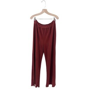 Urban Outfitters Pleated Rust Shiny Pants Elastic Waistband